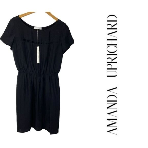 AMANDA UPRICHARD- Black Silk Cut Out Chest Dress - Picture 1 of 9